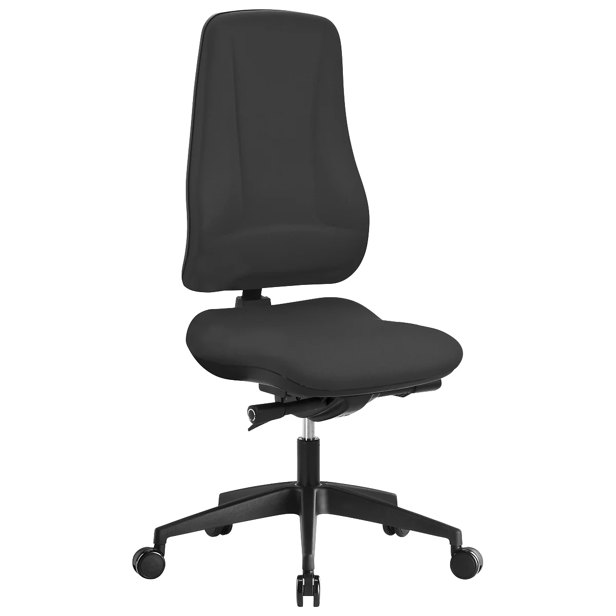 Siège de bureau LEANOS V KOMFORT Prosedia, mécanisme synchrone, sans accoudoirs, dossier haut, arrondi pour les genoux, noir/noir