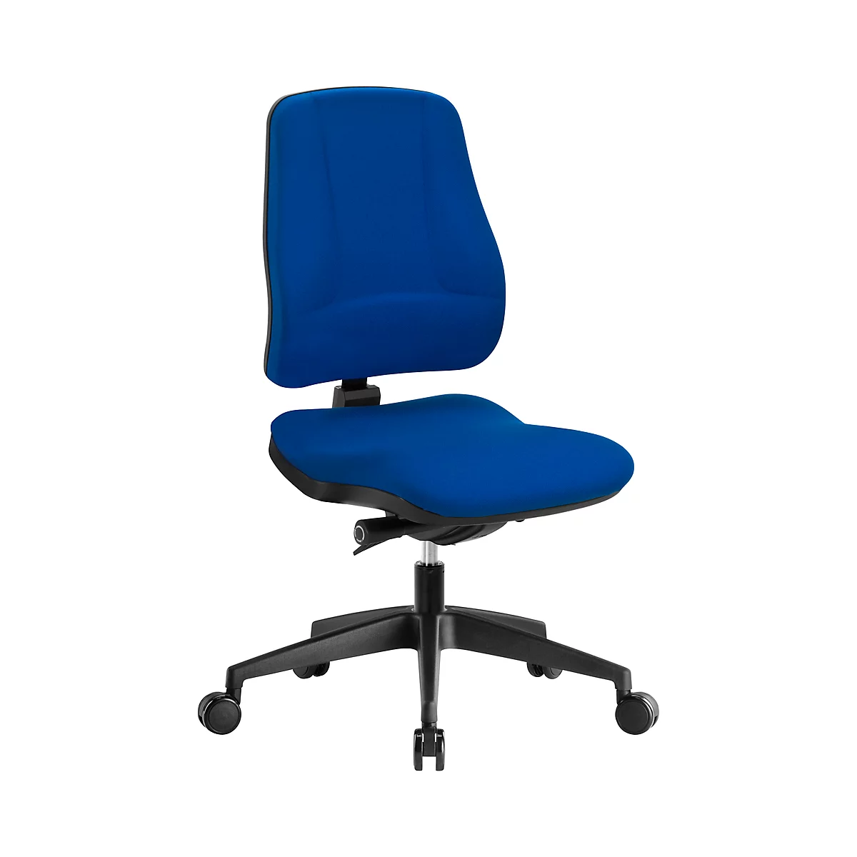 Siège de bureau LEANOS V KOMFORT Prosedia, mécanisme synchrone, sans accoudoirs, soutien lombaire, arrondi pour les genoux, bleu/noir