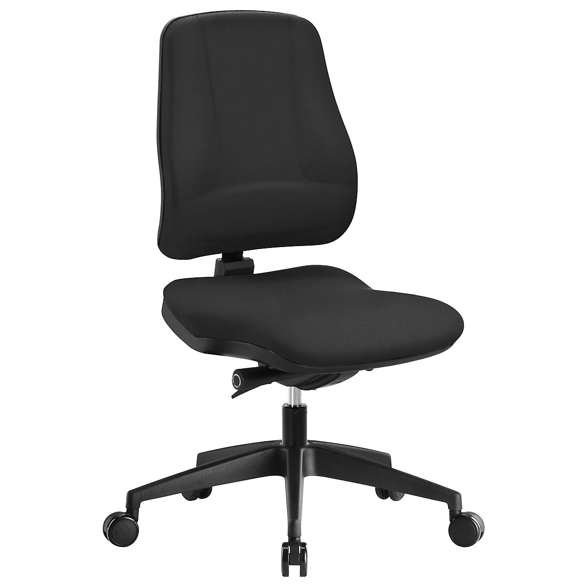 Siège de bureau LEANOS V KOMFORT Prosedia, mécanisme synchrone, sans accoudoirs, soutien lombaire, arrondi pour les genoux, noir/noir