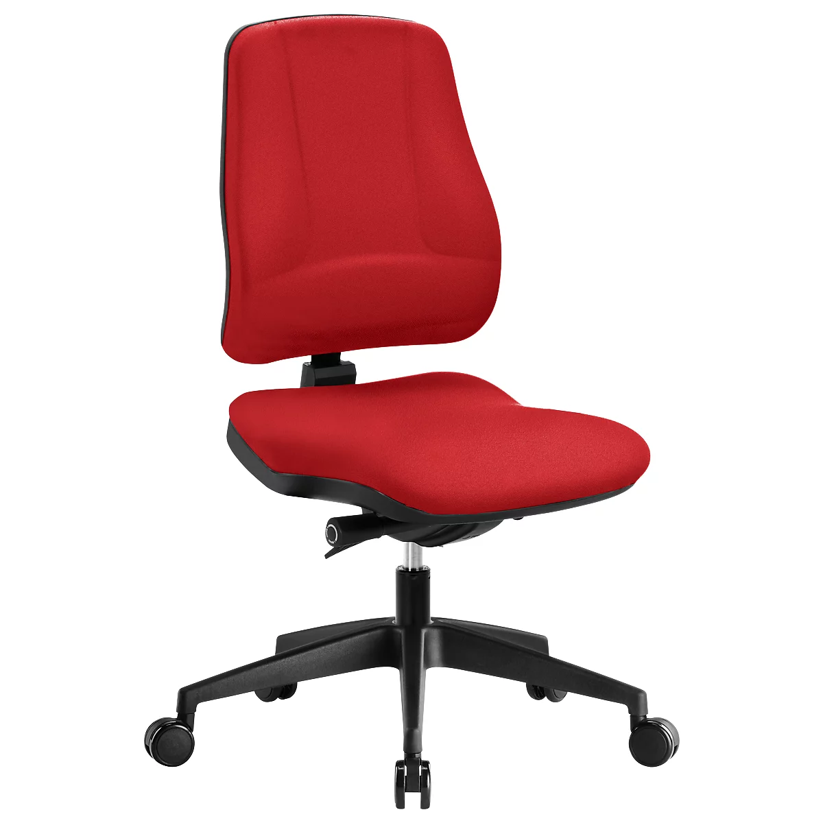 Siège de bureau LEANOS V KOMFORT Prosedia, mécanisme synchrone, sans accoudoirs, soutien lombaire, arrondi pour les genoux, rouge/noir