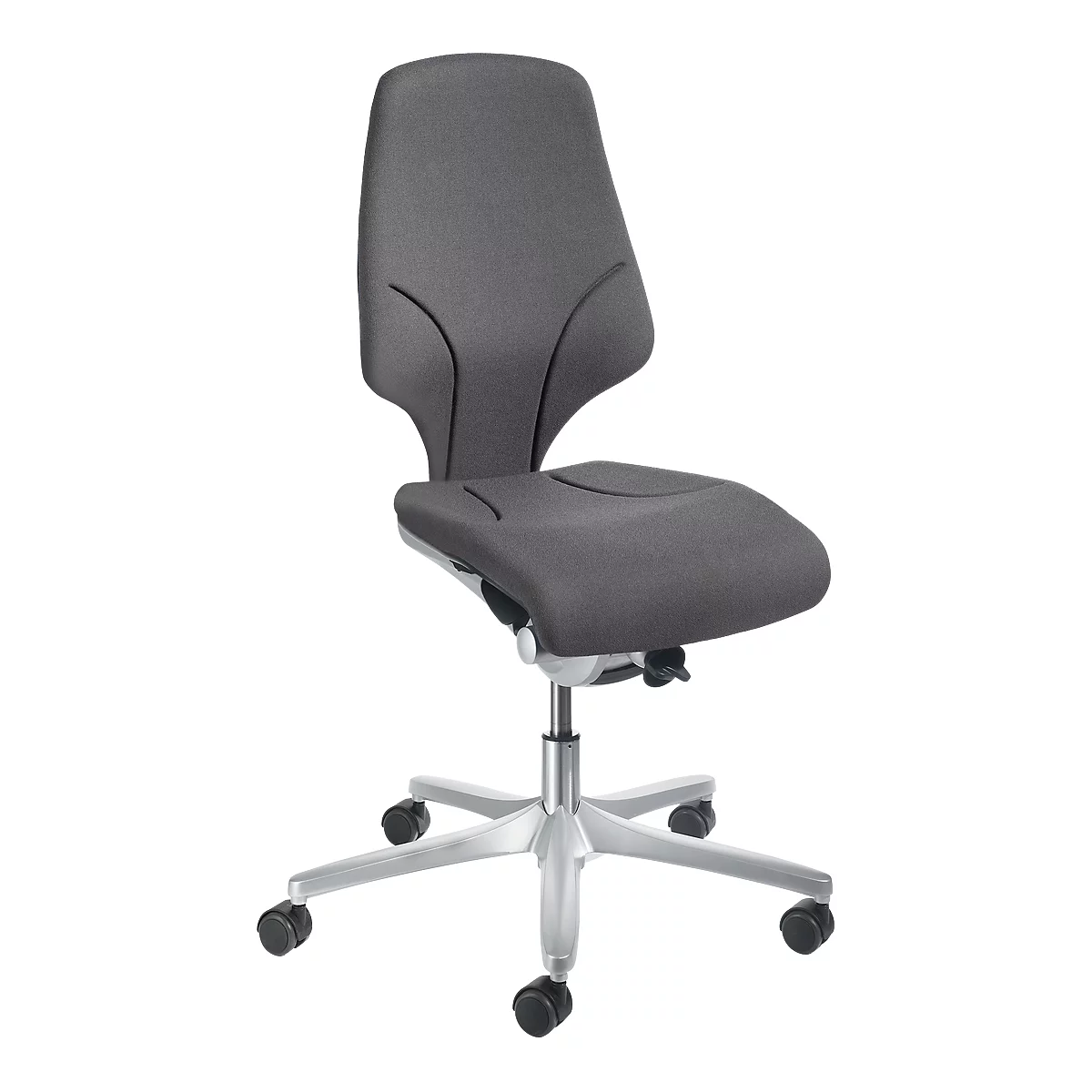 Siège de bureau modèle 64 Giroflex, sans accoudoirs, mécanisme synchrone résistant à l'usure, jusqu'à 150 kg, gris
