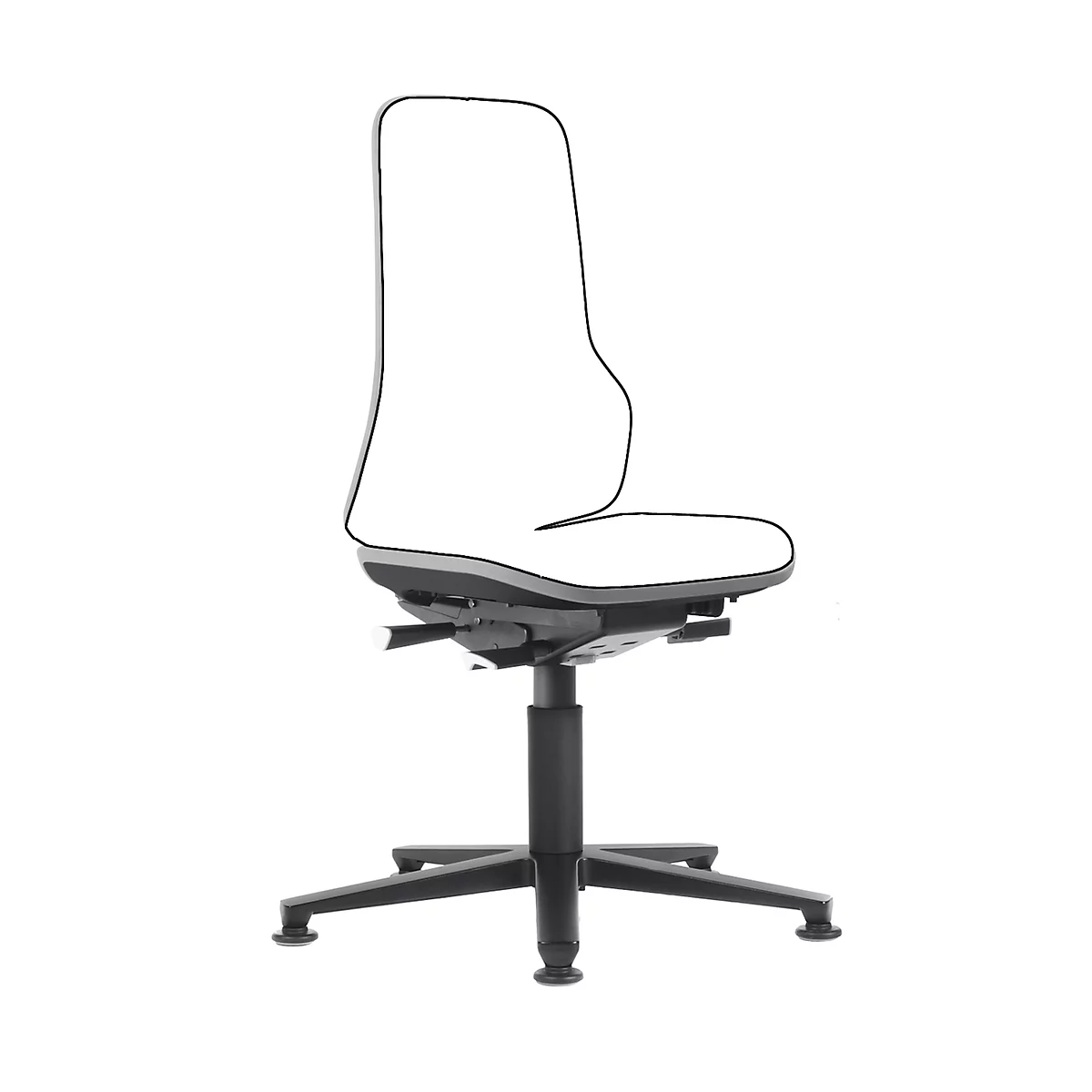 Siège de bureau NEON bimos, mécanisme synchrone, modèle de base sans rembourrage, avec patins, bande flex gris