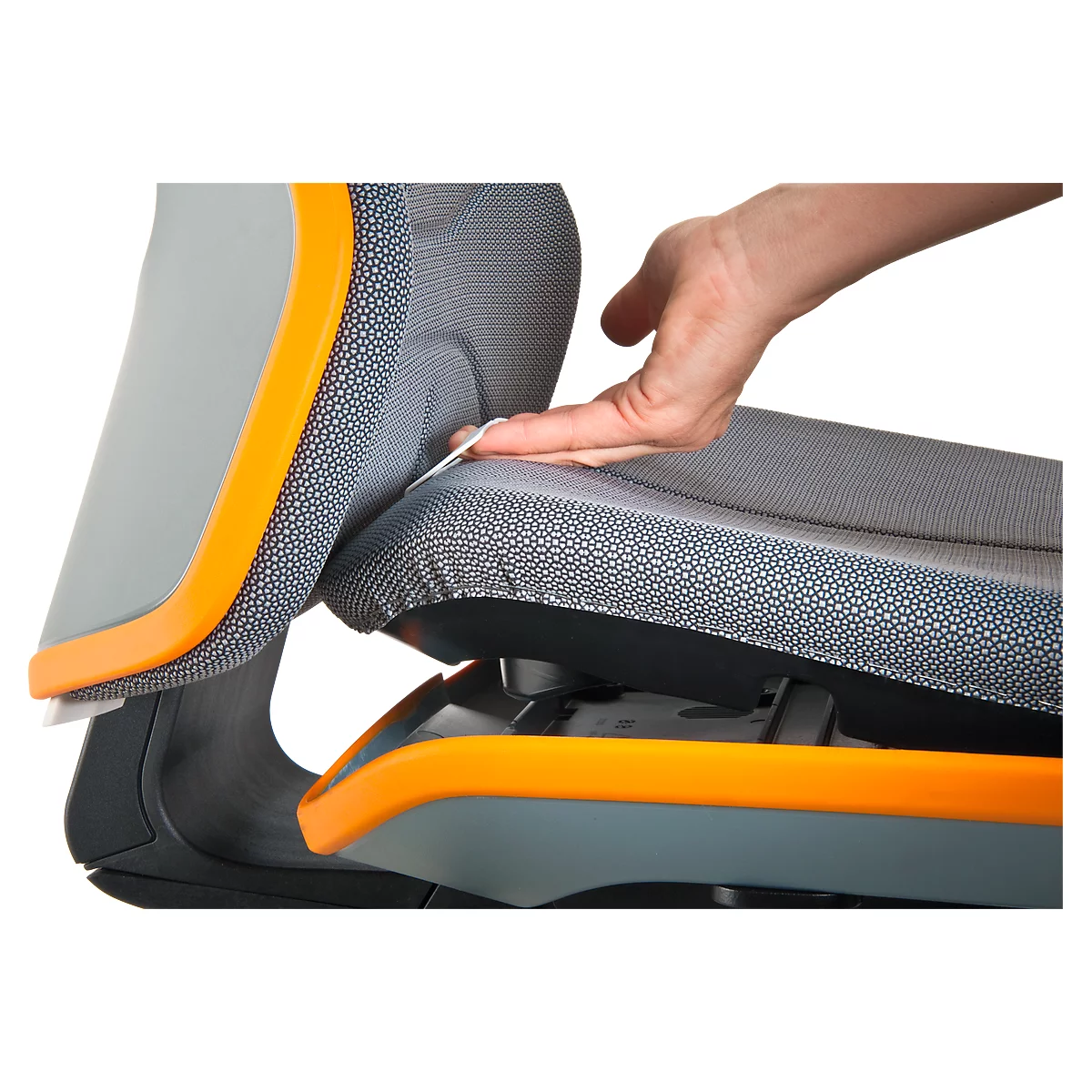 Siège de bureau NEON bimos, mécanisme synchrone, modèle de base sans rembourrage, avec patins, bande flex orange