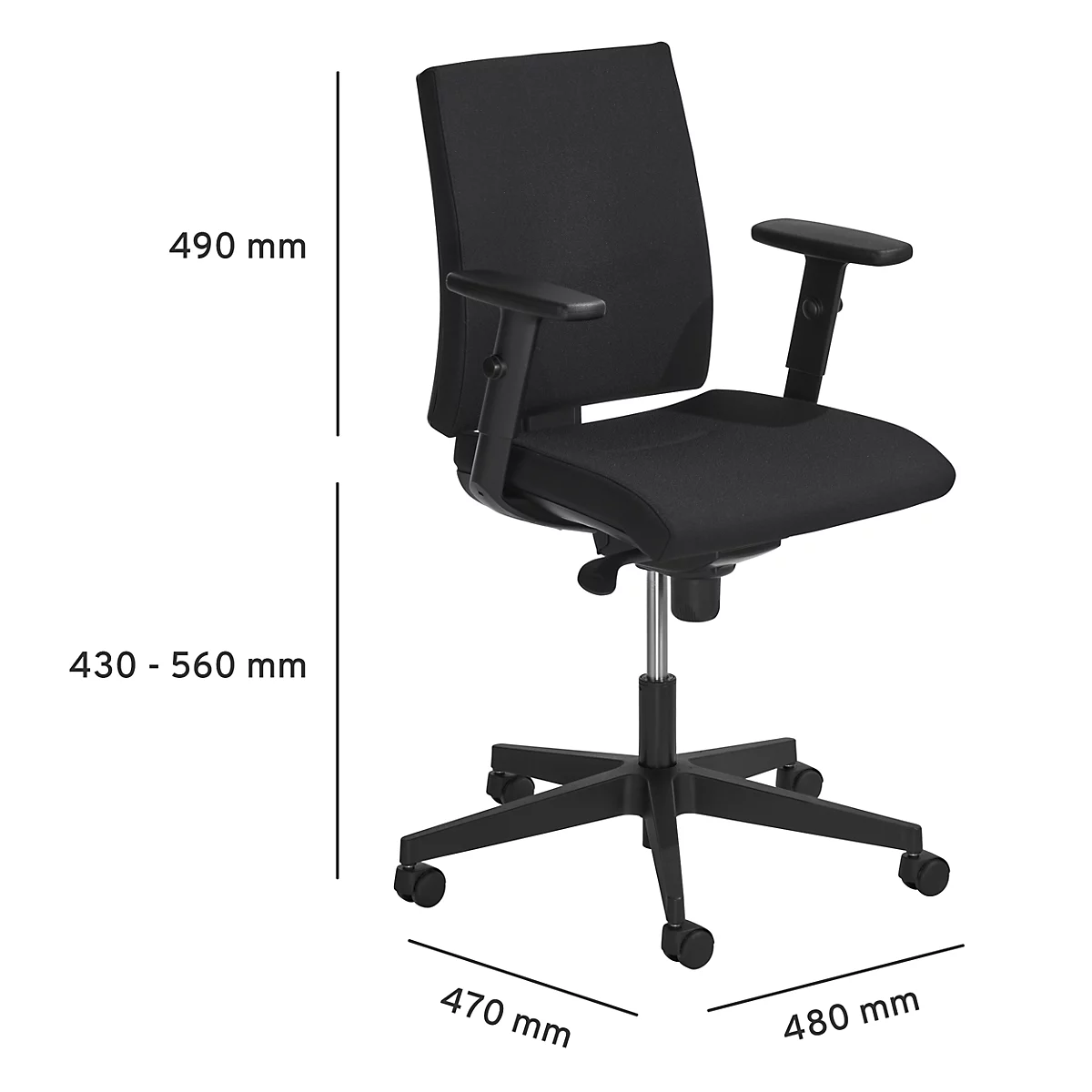 Siège de bureau NowyStyl Intrata, avec accoudoirs, mécanisme synchrone, assise profilée, noir 