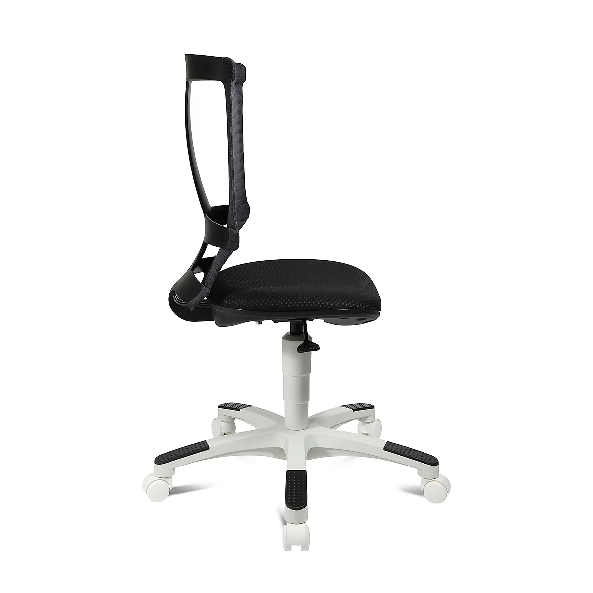 Siège de bureau pivotant pour enfant S&#39;neaker, sans accoudoirs, assise galbée dossier en maille 3D, piétement blanc, gris foncé/noir