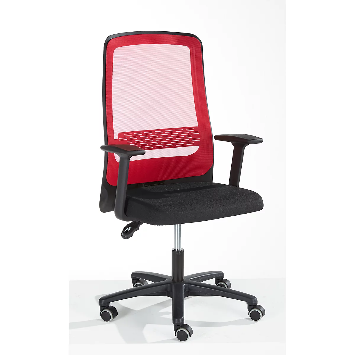 Siège de bureau Prosedia ECCON plus-3, contact permanent, sans accoudoirs, différentes versions, avec support lombaire, siège plat, noir/rouge