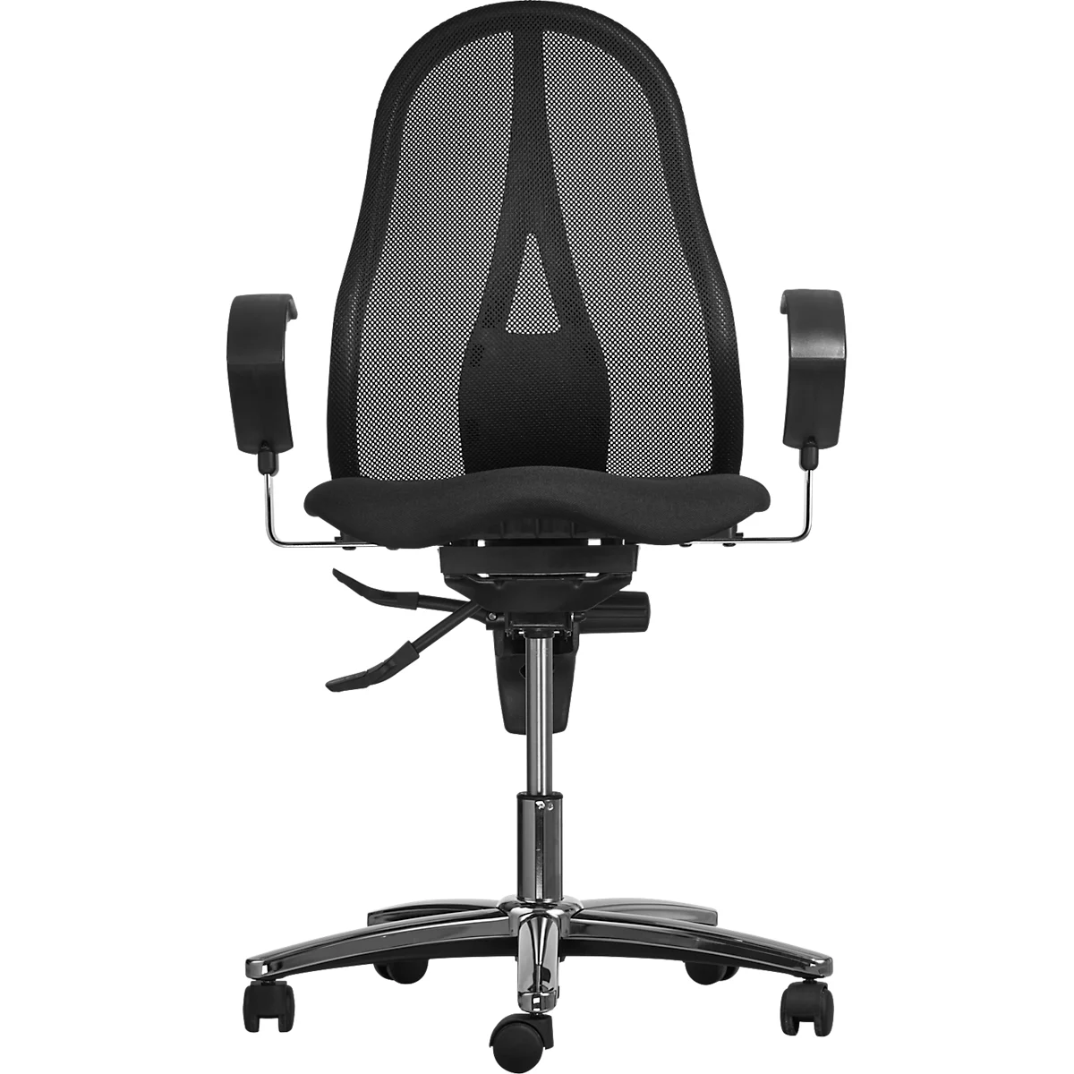 Siège de bureau SITNESS 15 Topstar, à contact permanent, avec accoudoirs, dossier en filet, Fitness Orthositz, noir