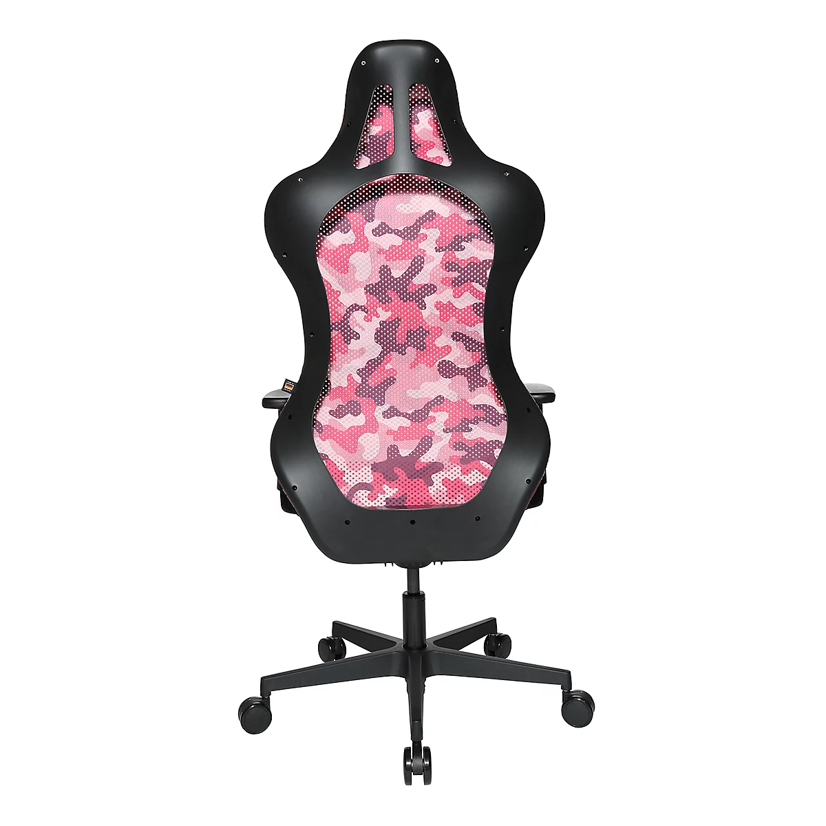 Siège de bureau Sitness RS Sport Camouflage, mécanisme synchrone 3D, assise galbée, appui-tête intégré, avec accoudoirs, rose/noir