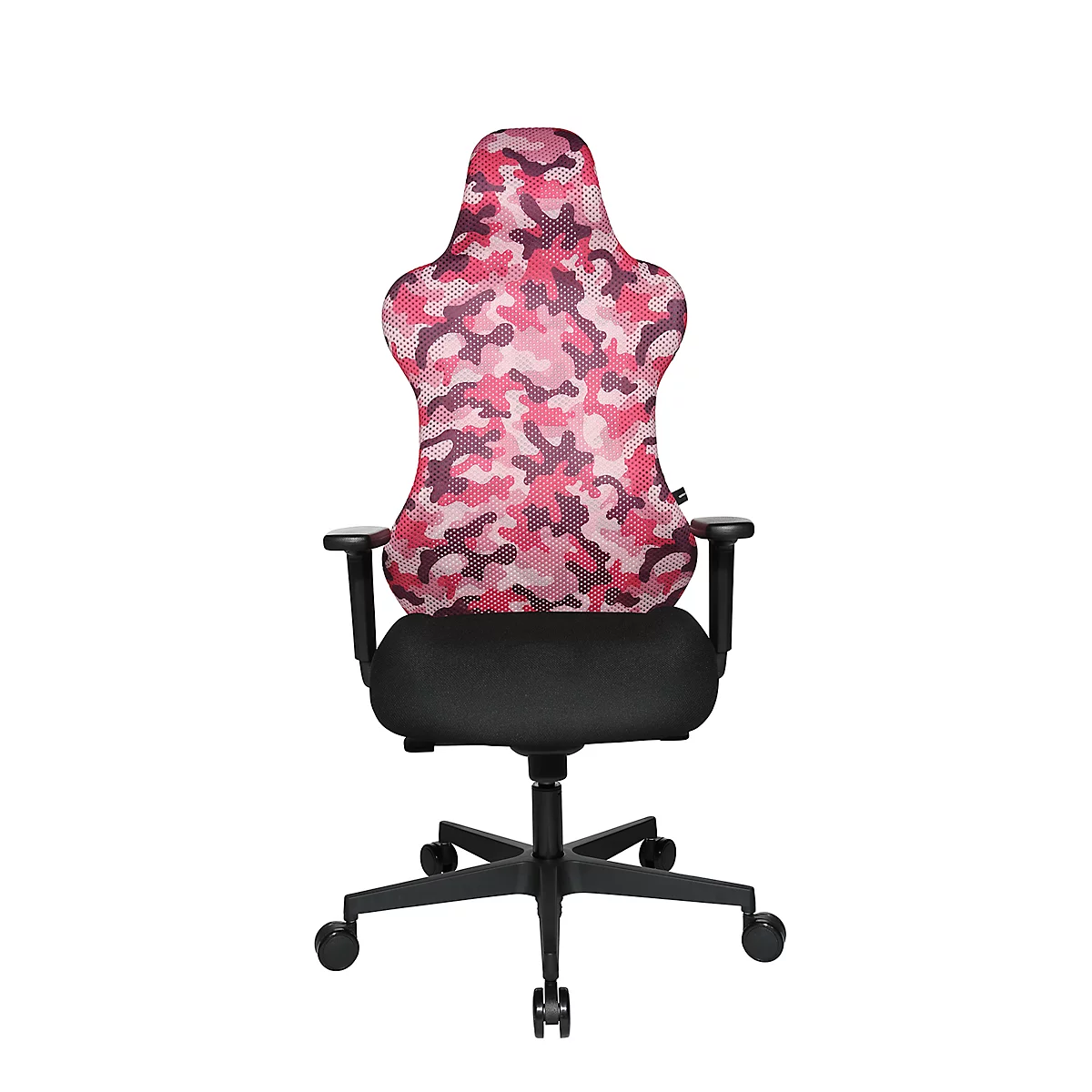 Siège de bureau Sitness RS Sport Camouflage, mécanisme synchrone 3D, assise galbée, appui-tête intégré, avec accoudoirs, rose/noir