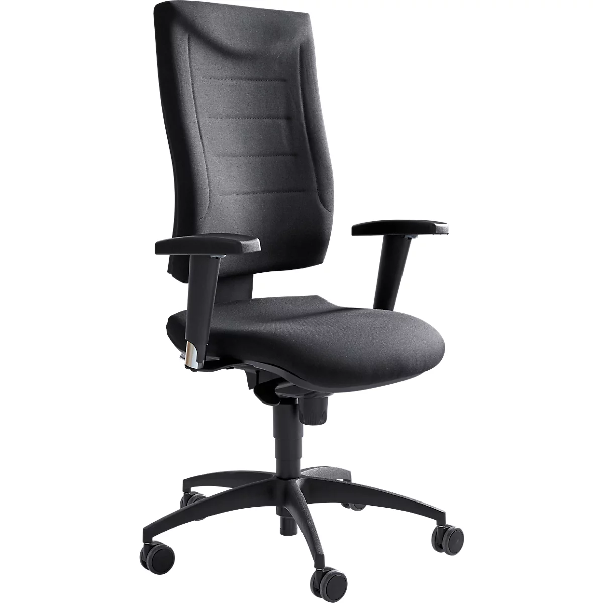 Siège de bureau SSI Proline P1 - mécanisme synchrone - soutien lombaire - arrondi pour les genoux - avec accoudoirs - noir - Schäfer Shop Pure