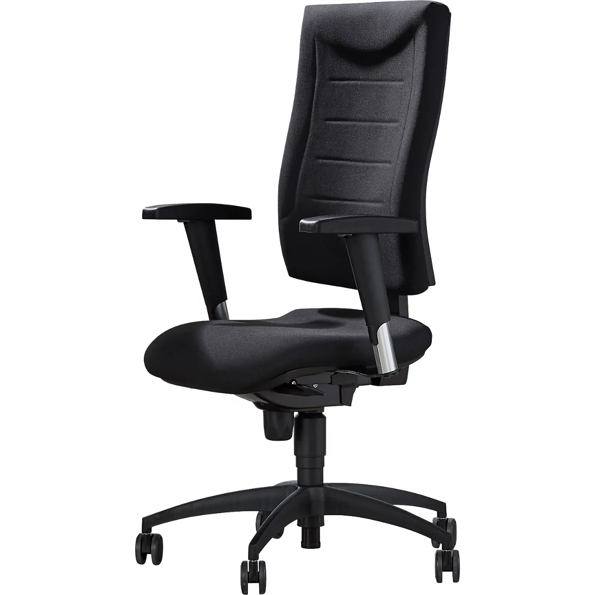 Siège de bureau SSI Proline P1 - mécanisme synchrone - soutien lombaire - arrondi pour les genoux - avec accoudoirs - noir - Schäfer Shop Pure