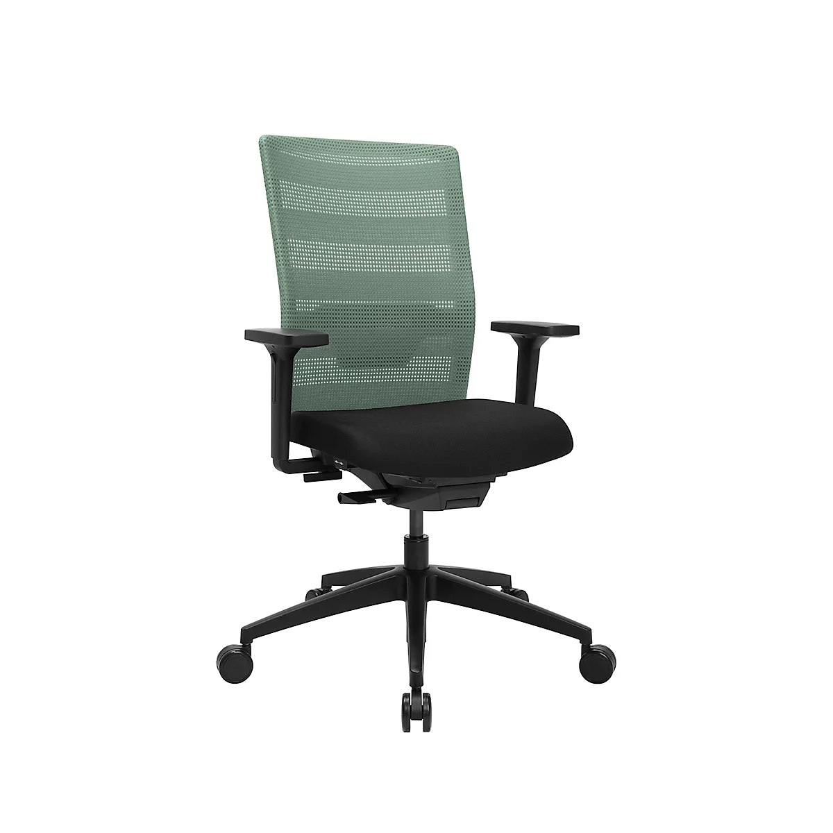 Siège de bureau Topstar AirWork, avec accoudoirs, mécanisme auto-synchronisé, assise multicouche, dossier résille avec soutien lombaire, menthe/noir