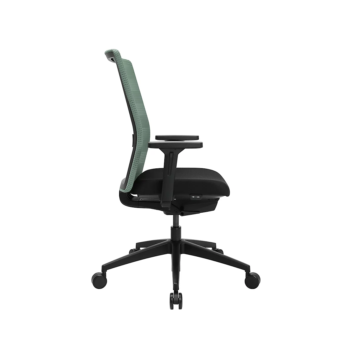 Siège de bureau Topstar AirWork, avec accoudoirs, mécanisme auto-synchronisé, assise multicouche, dossier résille avec soutien lombaire, menthe/noir