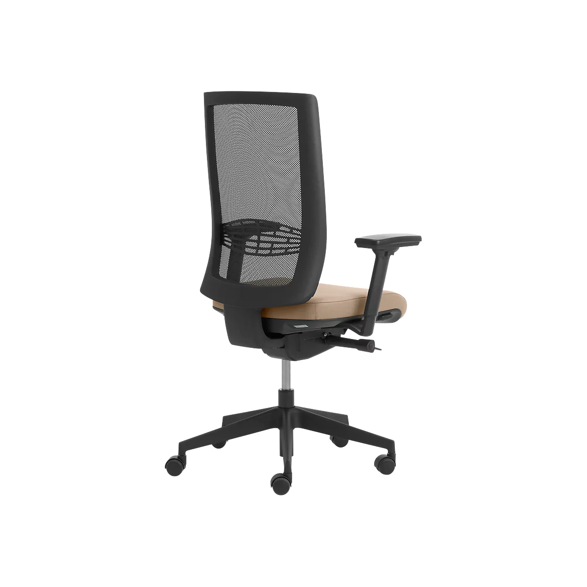 Siège de bureau WIKI, avec accoudoirs, dossier en maille, structure en plastique, beige