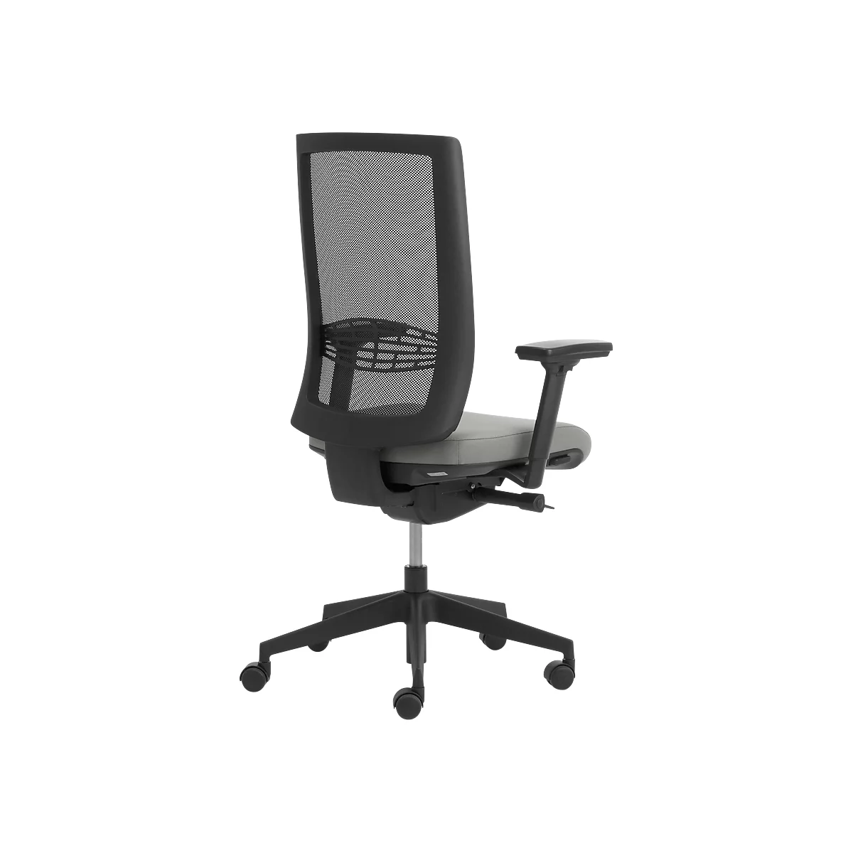 Siège de bureau WIKI, avec accoudoirs, dossier en maille, structure en plastique, gris clair