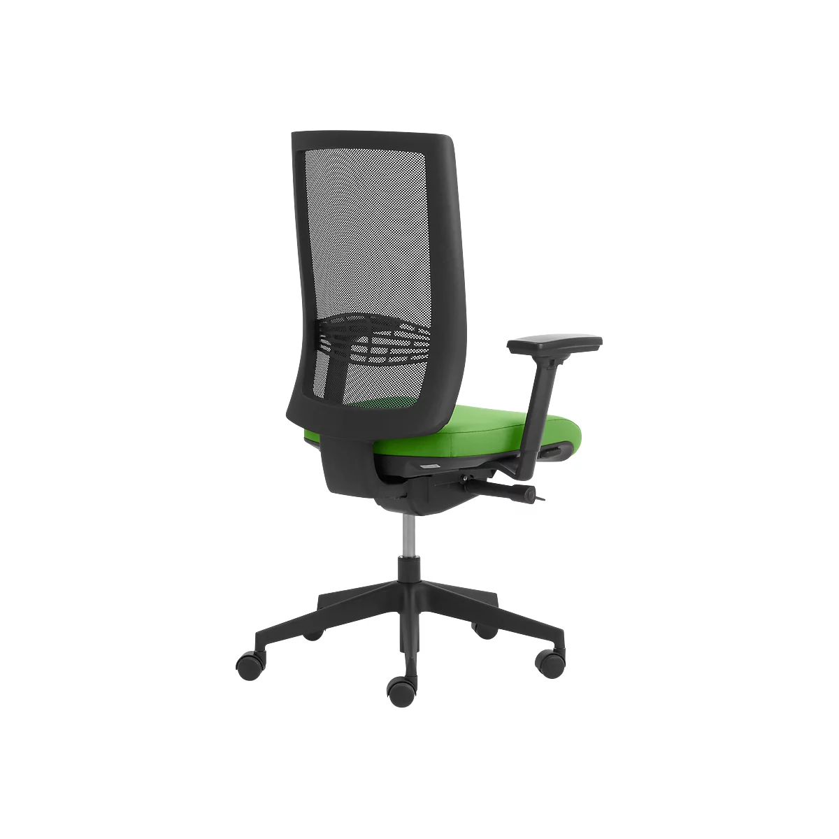 Siège de bureau WIKI, avec accoudoirs, dossier en maille, structure en plastique, verte