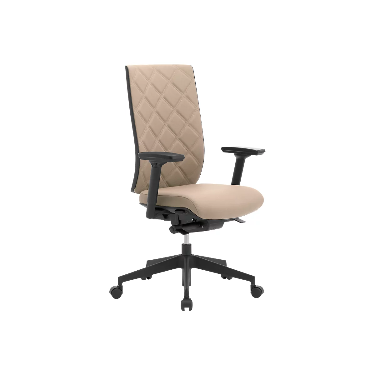 Siège de bureau WIKI, avec accoudoirs, dossier en tissu, structure en plastique, beige