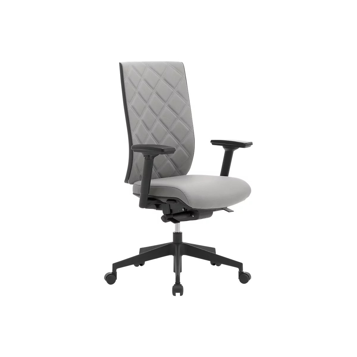 Siège de bureau WIKI, avec accoudoirs, dossier en tissu, structure en plastique, gris clair