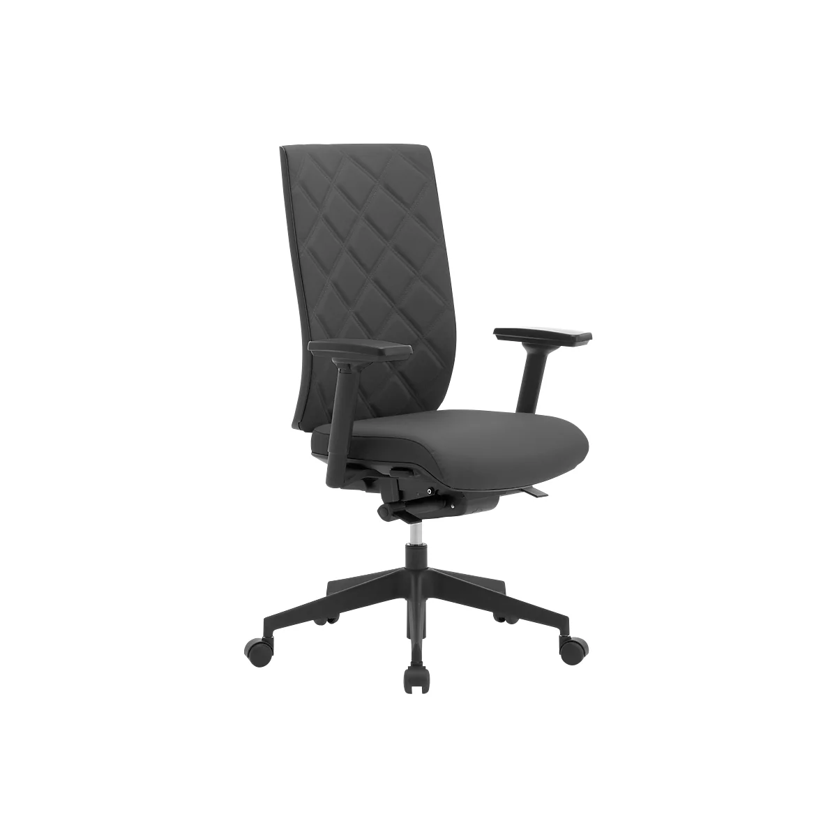 Siège de bureau WIKI, avec accoudoirs, dossier en tissu, structure en plastique, noir