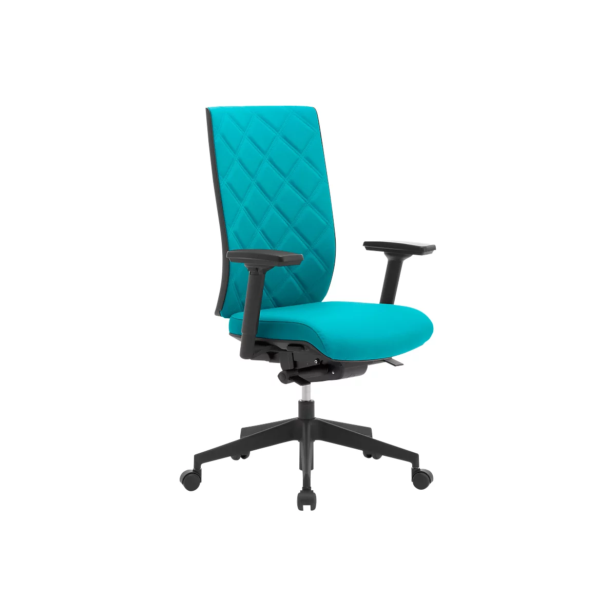 Siège de bureau WIKI, avec accoudoirs, dossier en tissu, structure en plastique, turquoise