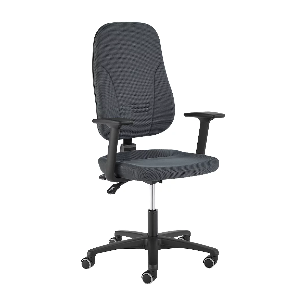 Siège de bureau YOUNICO plus 3 Prosedia, avec accoudoirs, à contact permanent, assise galbée, dossier 3D, anthracite/anthracite 
