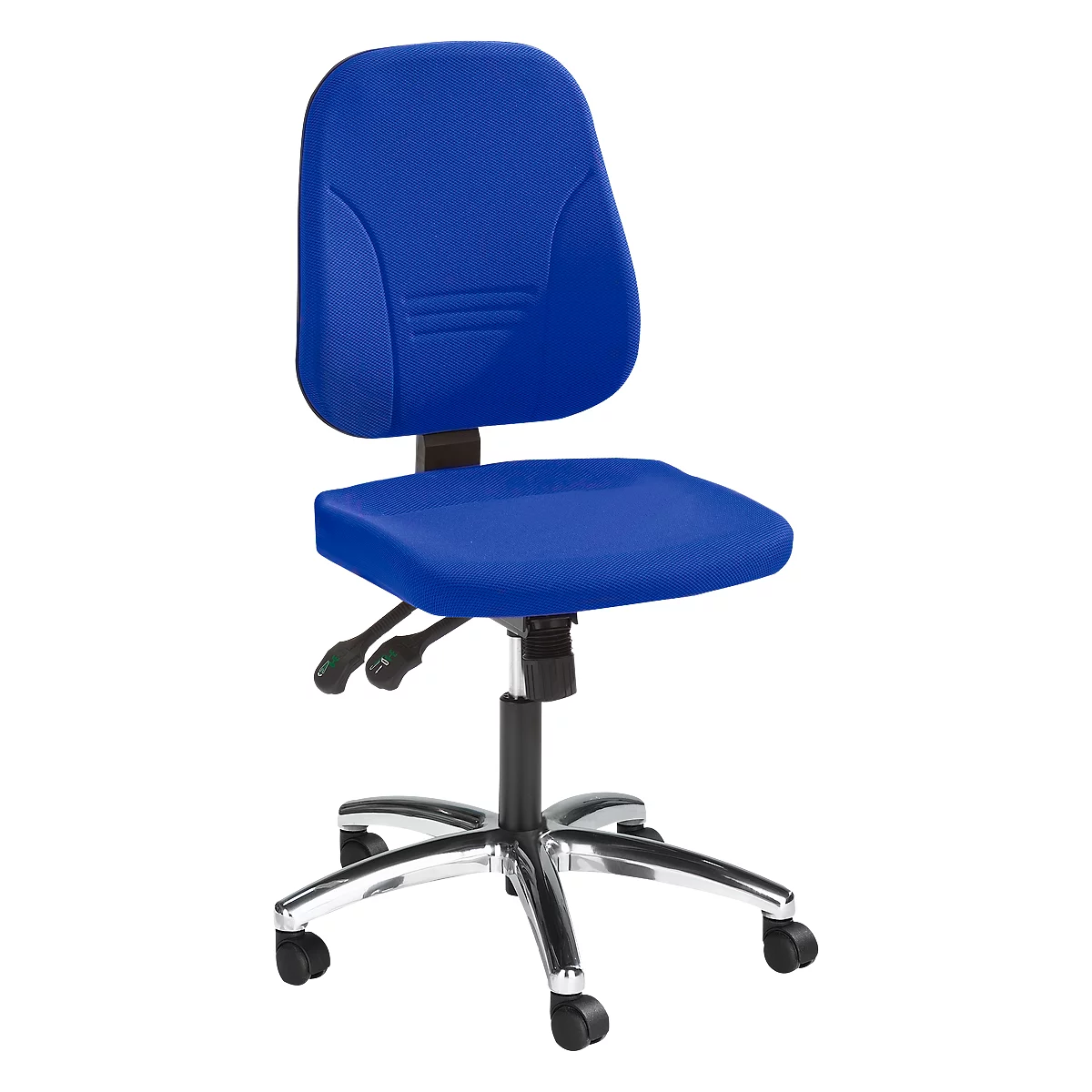 Siège de bureau YOUNICO PLUS 8 Prosedia, mécanisme synchrone, sans accoudoirs, dossier 3D bas, aluminium poli/bleu