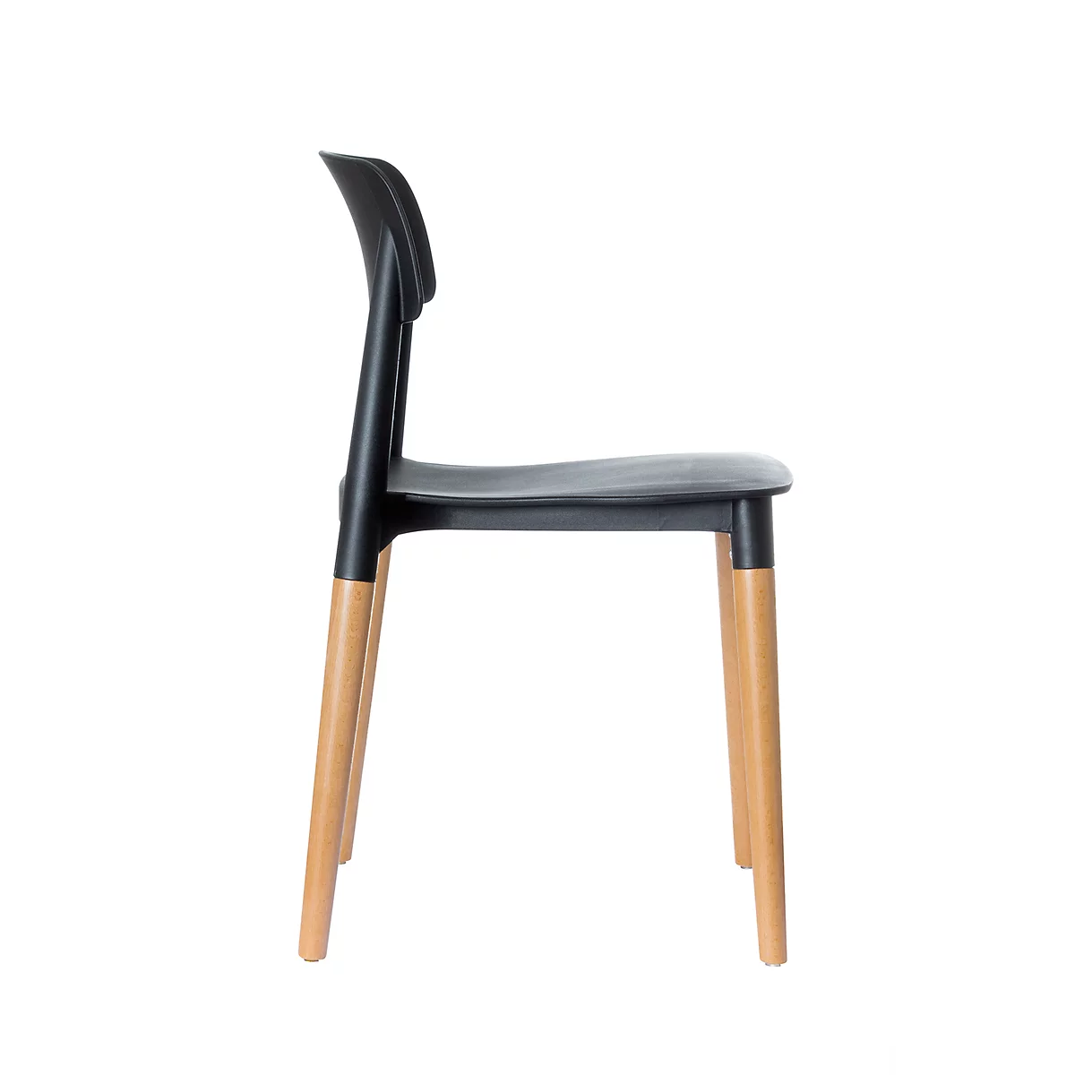Siège Paperflow Glamwood, en bois massif, siège PP, noir, lot de 2
