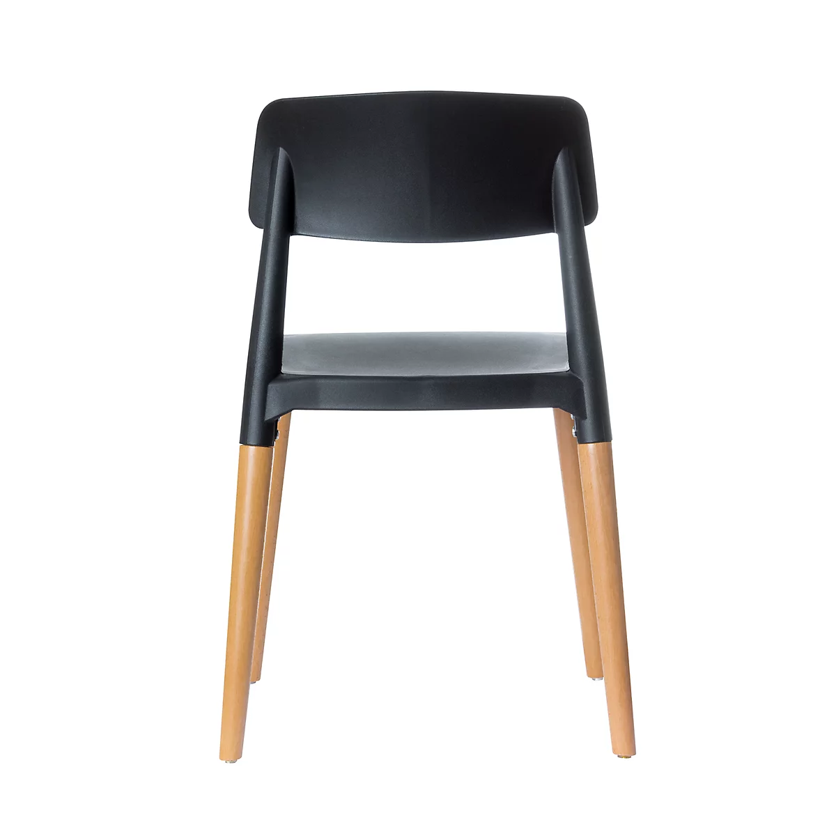 Siège Paperflow Glamwood, en bois massif, siège PP, noir, lot de 2