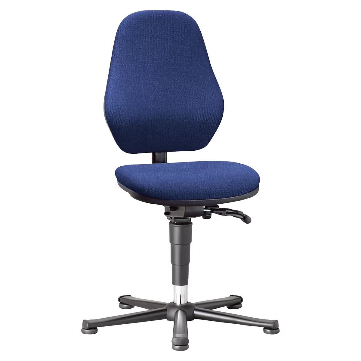 Siège pivotant pour laboratoire Basic 9132, avec patins, rembourrage tissu, bleu Duotec