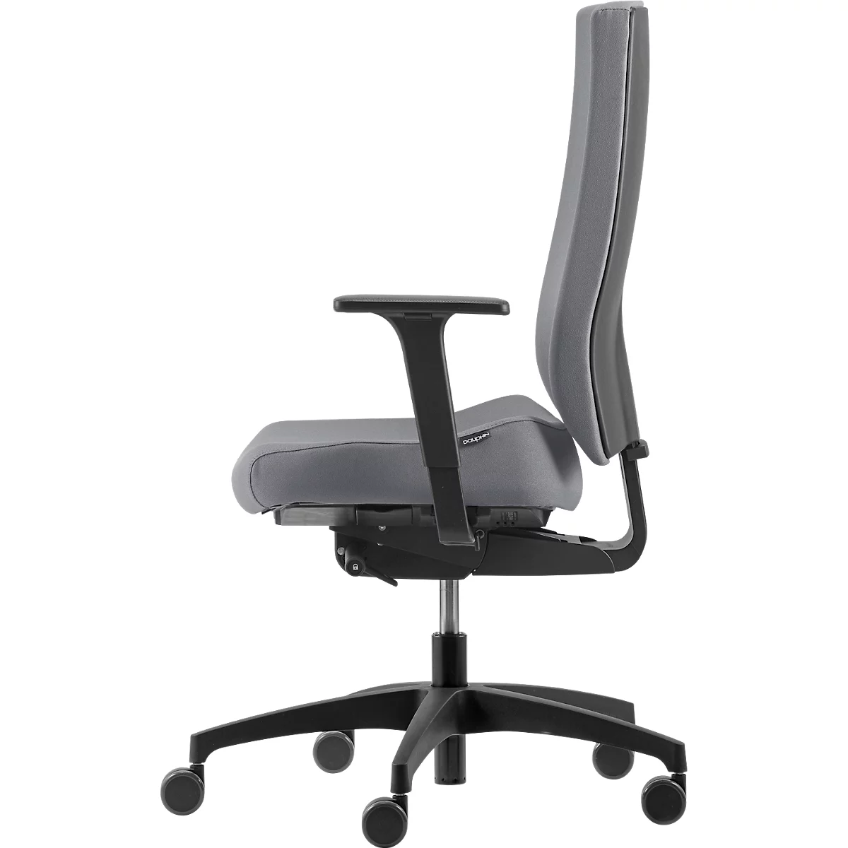 Siège pour disques intervertébraux Dauphin @Just evo operator AJ 4872, avec accoudoirs, mécanisme synchrone, dossier rembourré, assise pour disques intervertébraux, gris platine