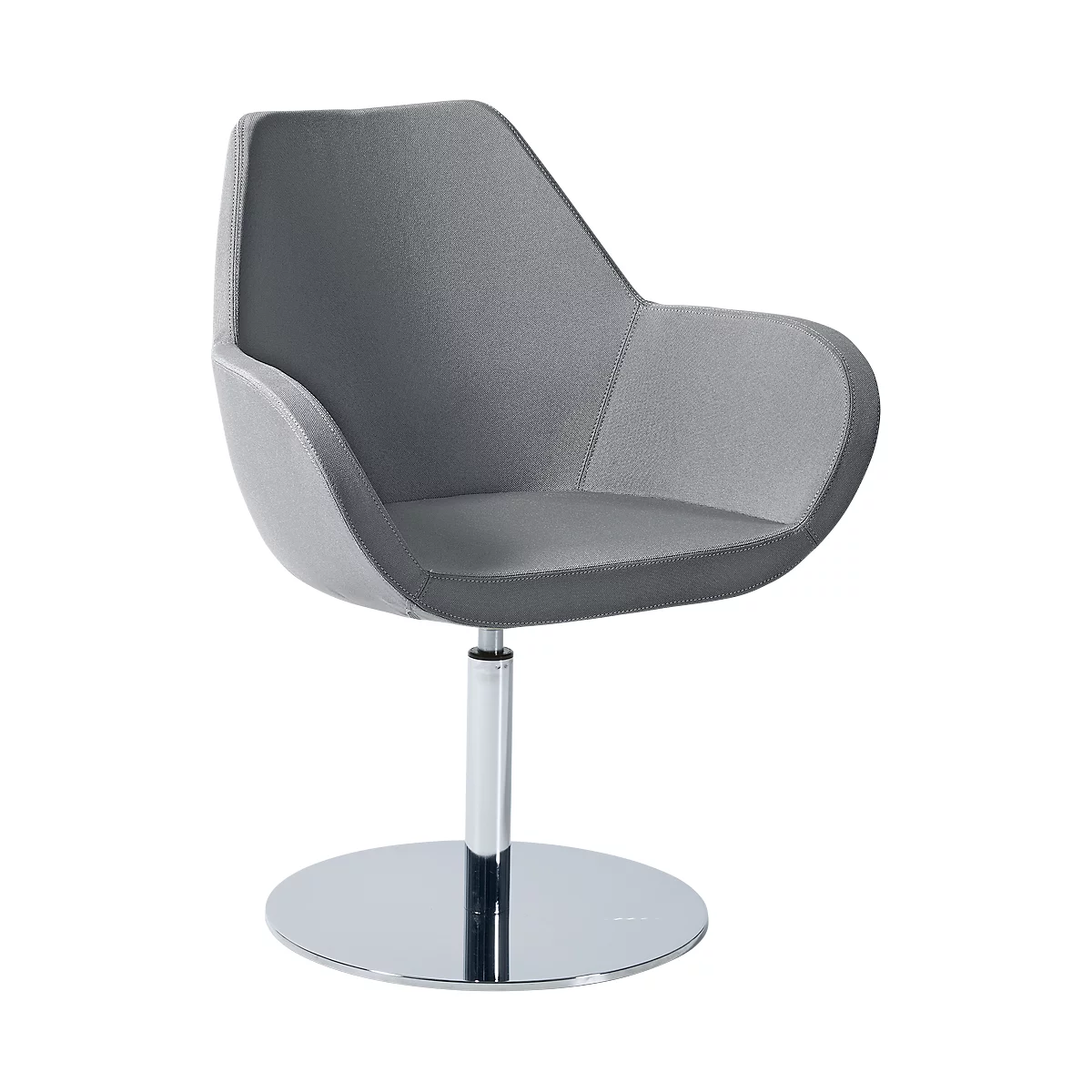 Siège visiteur KONSIT, base circulaire, tissu gris clair