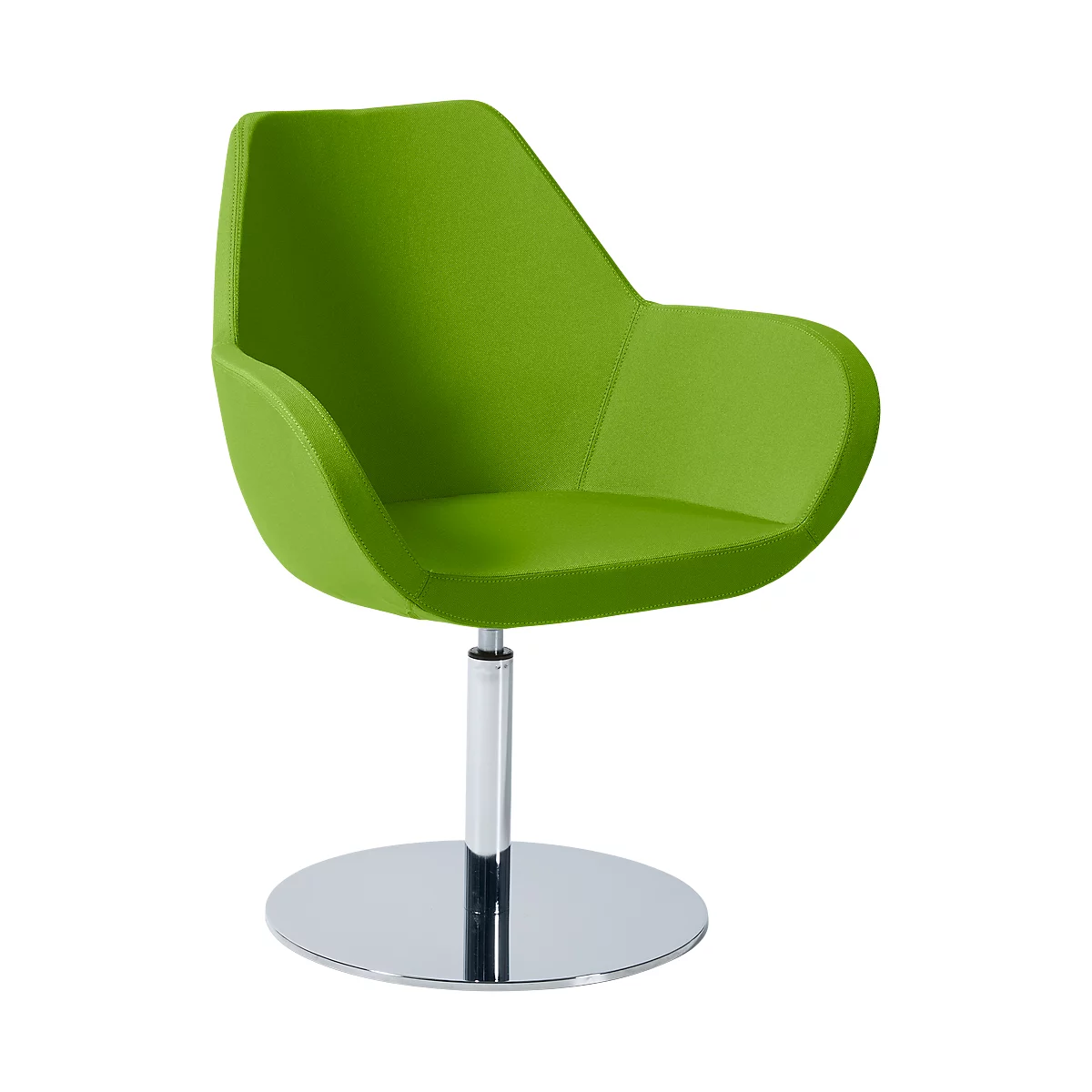 Siège visiteur KONSIT, base circulaire, tissu vert