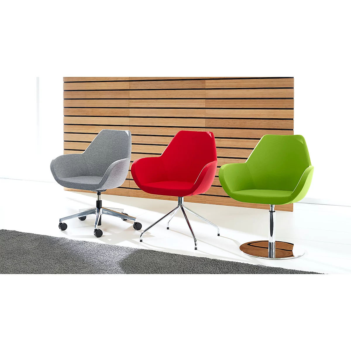 Siège visiteur KONSIT, piètement araignée, tissu rouge