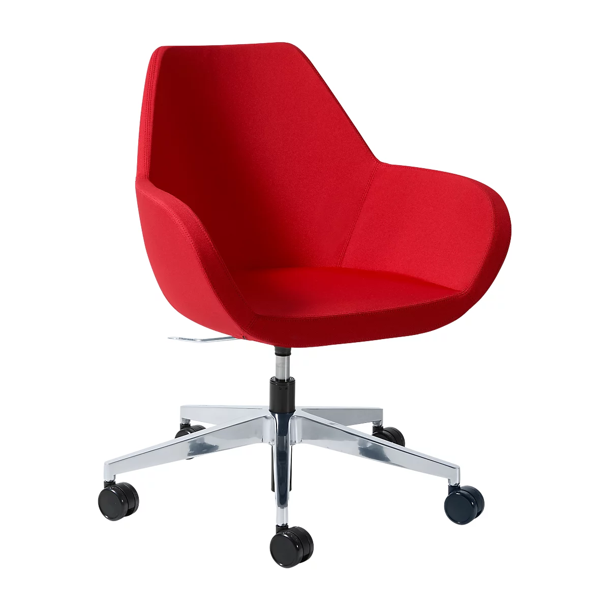 Siège visiteur KONSIT, piètement en croix, tissu rouge