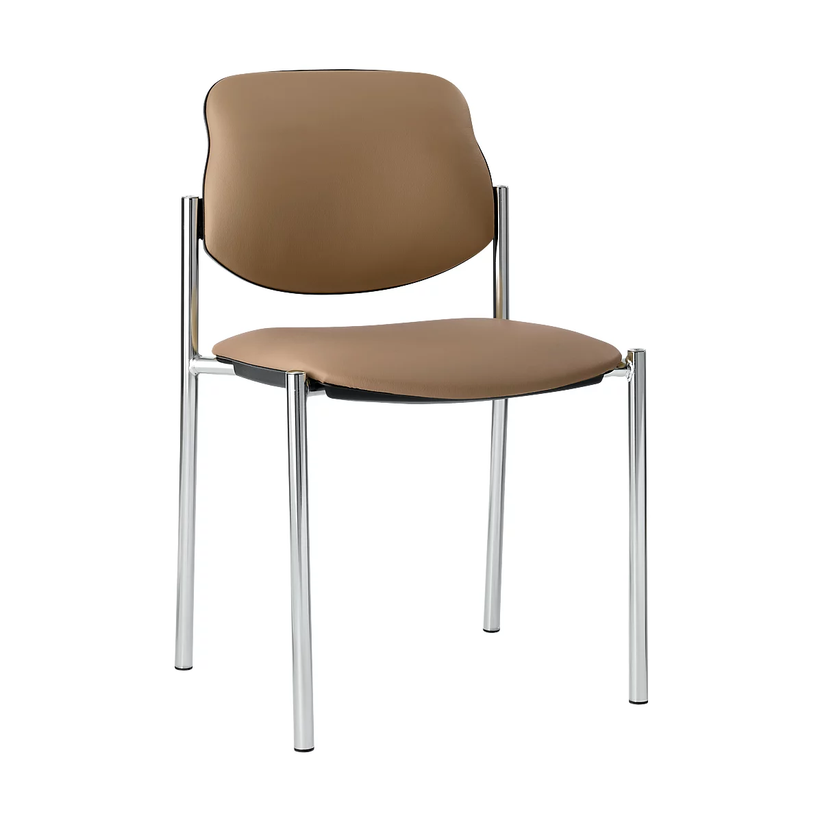 Siège visiteur Styl, aspect cuir, nougat