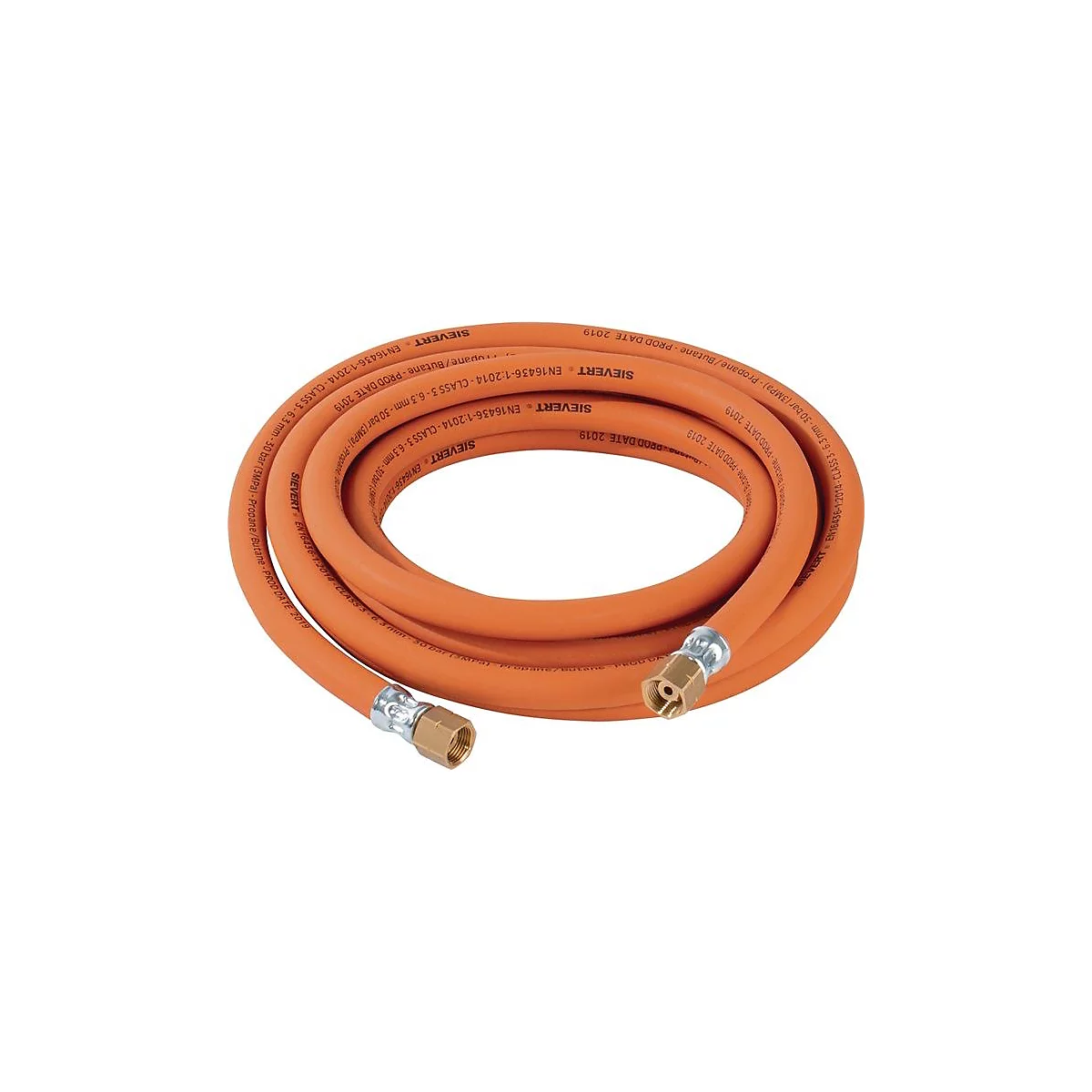 SIEVERT Propangasschlauch 5x6,3mm, G3/8' LH Anschlüsse, Hochdruck L 5m, frostresistent bis -30°C