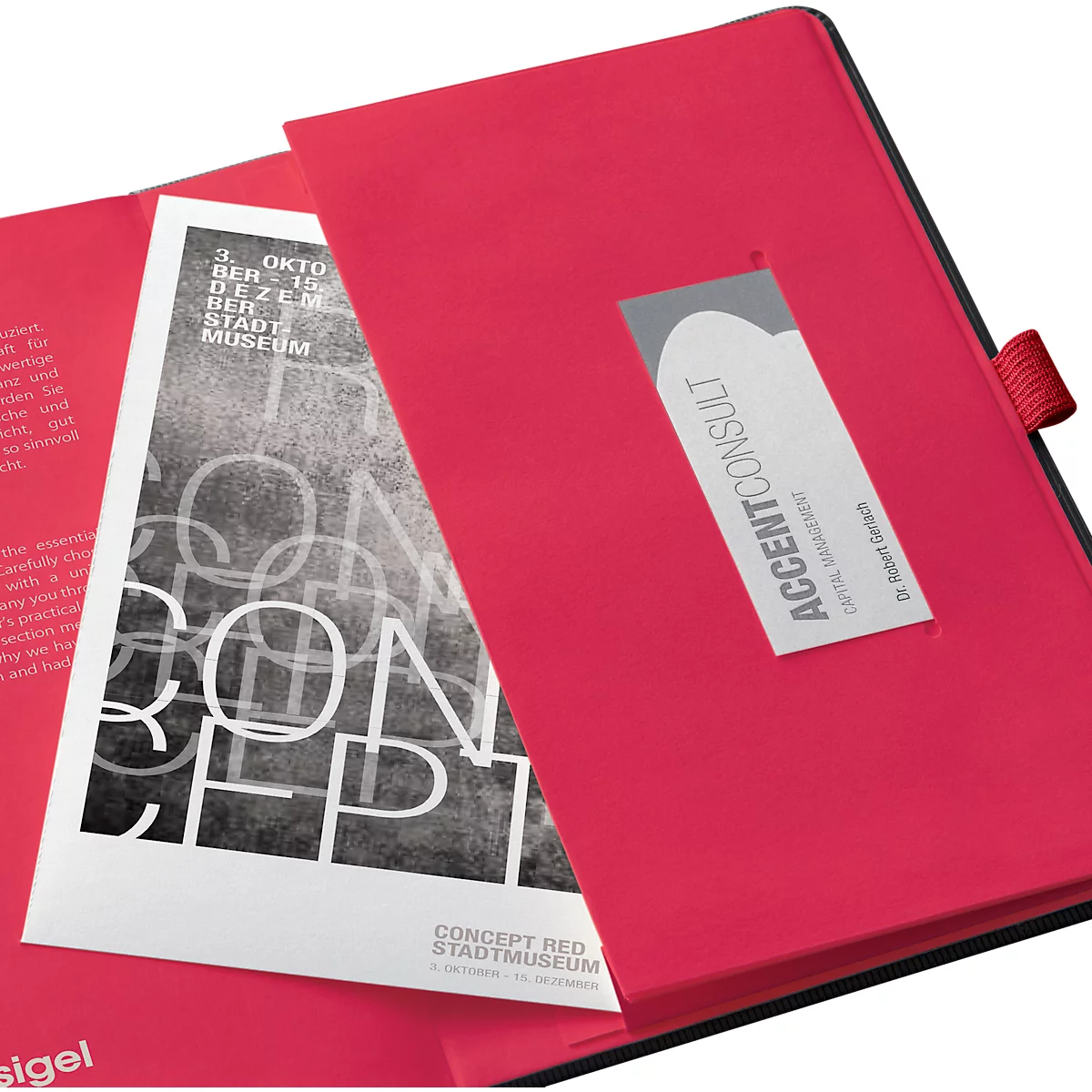 Sigel agenda semainier 'Conceptum 2025', 192 pages, DIN A5, quadrillé, surface softwave, fermeture élastique, DE/EN/FR/NL, noir-rouge