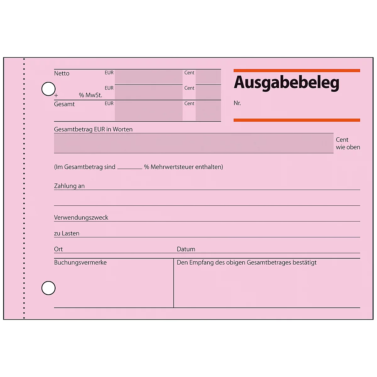 sigel® Ausgabebeleg AG615, DIN A6, 50 Blatt, rosa