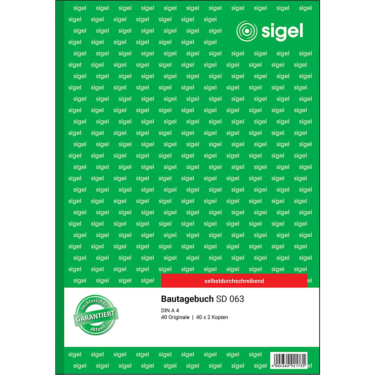 sigel® Bautagebuch SD063, DIN A4 hoch, 3 x 40 Blatt