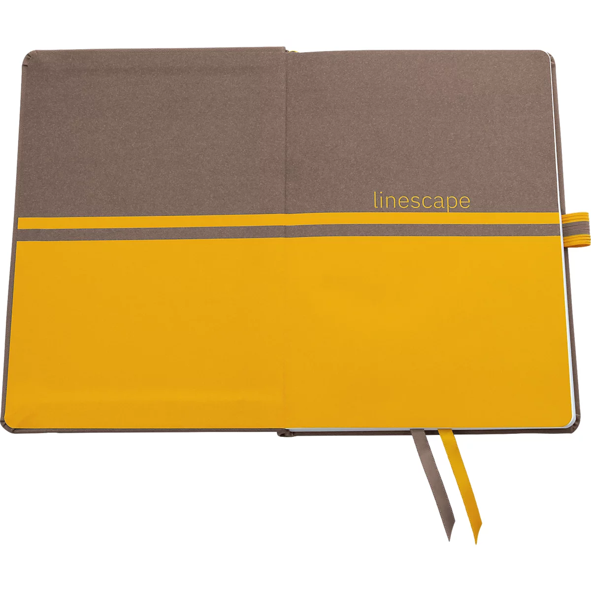 Sigel carnet de notes Linescape, 176 pages, DIN A5, 80 g/m², quadrillé, élastique, boucle de stylo bicolore, brun/jaune