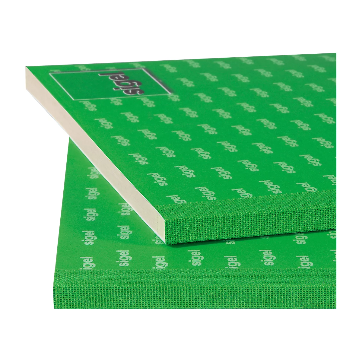 Two green boards with a repeating "sigel" pattern and a white core. The edges are made of textile material.