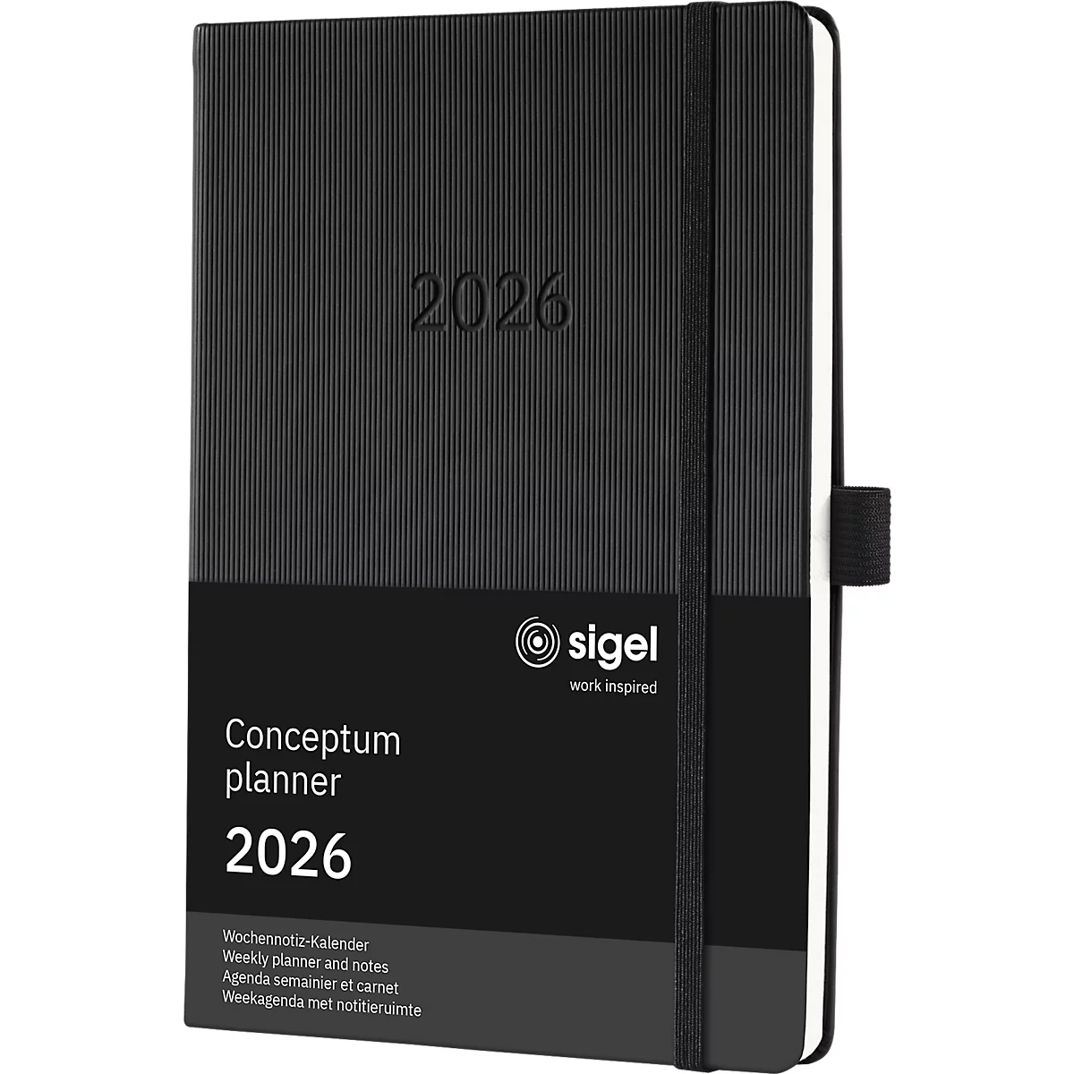 SIGEL Conceptum agenda / organiseur semainier C2614, 192 pages, DIN A5, 80 g/m², couverture rigide, noir