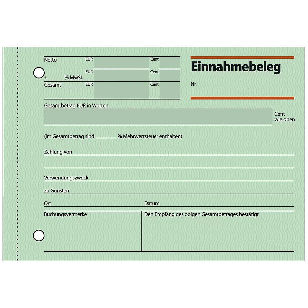 sigel® Einnahmebeleg EB615, DIN A 6 quer, 50 Blatt, grün
