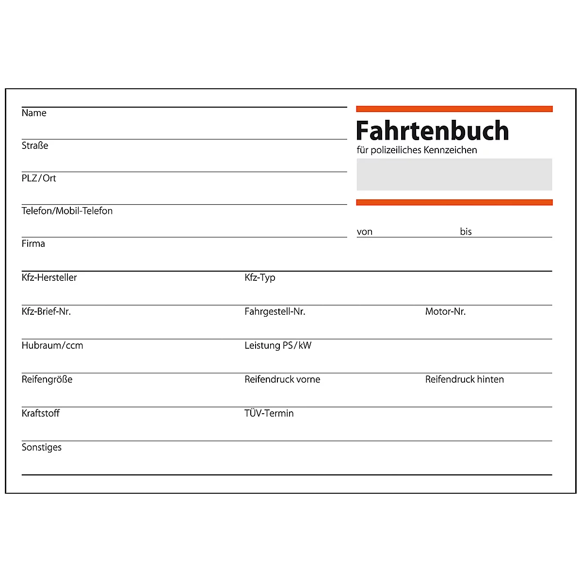 sigel® Fahrtenbuch für PKW FA614, DIN A6 quer, 32 Blatt