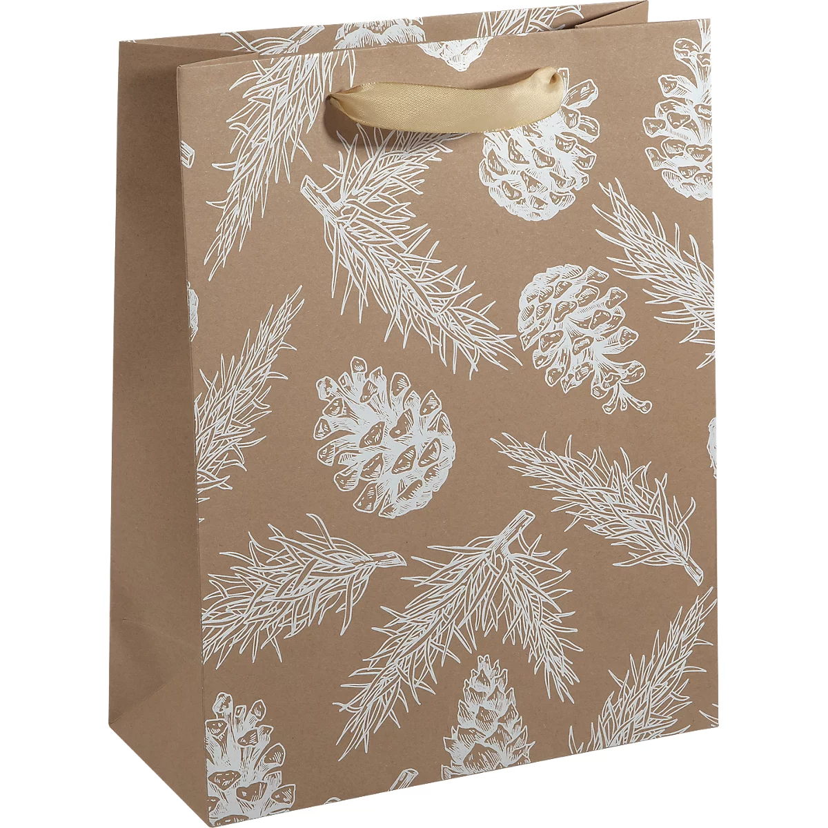 Sigel Geschenktasche 'Pines Cones and Pine Branches', mit Folienveredelung, FSC Mix, 5 Stück