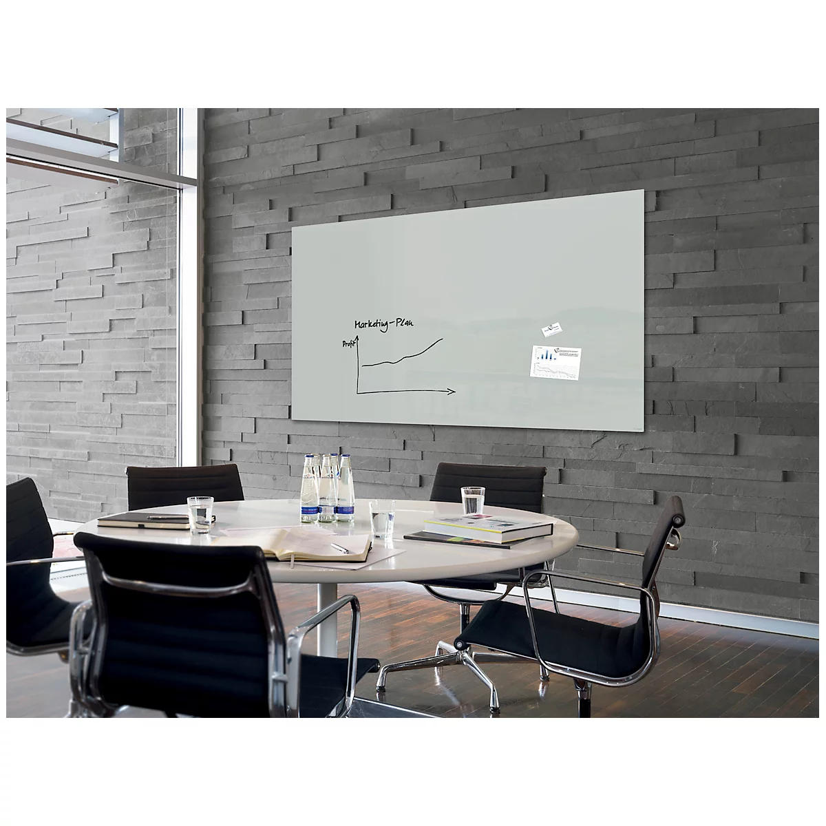 Sigel Glas-Whiteboard Artverum, glänzend, grau, magnethaftend, 1800 x 1200 mm + 2 SuperDym-Magnete