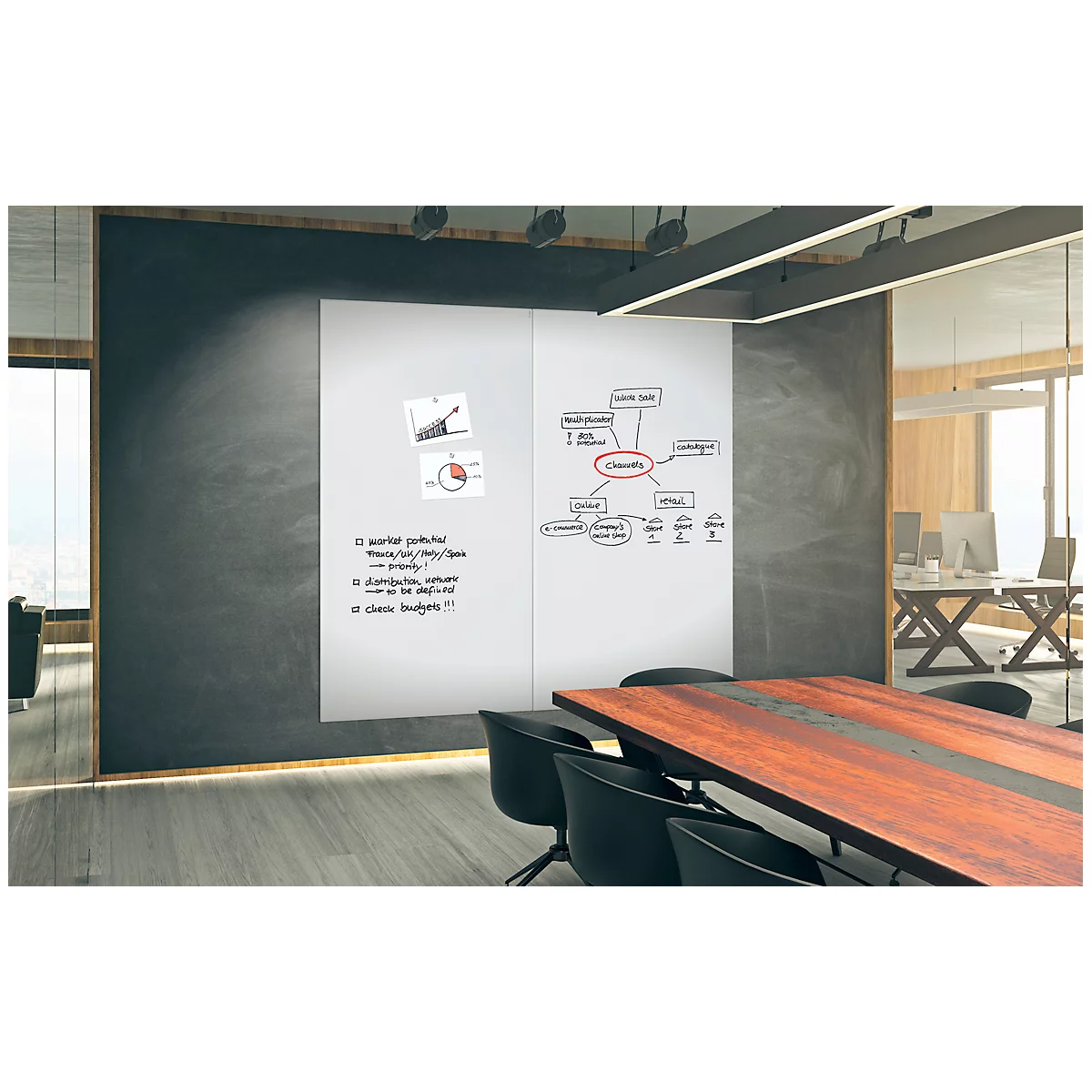 SIGEL Glas-Whiteboard Artverum, matt, super-weiß, magnethaftend, 2000 x 1000 mm + 2 Neodym-Magnete