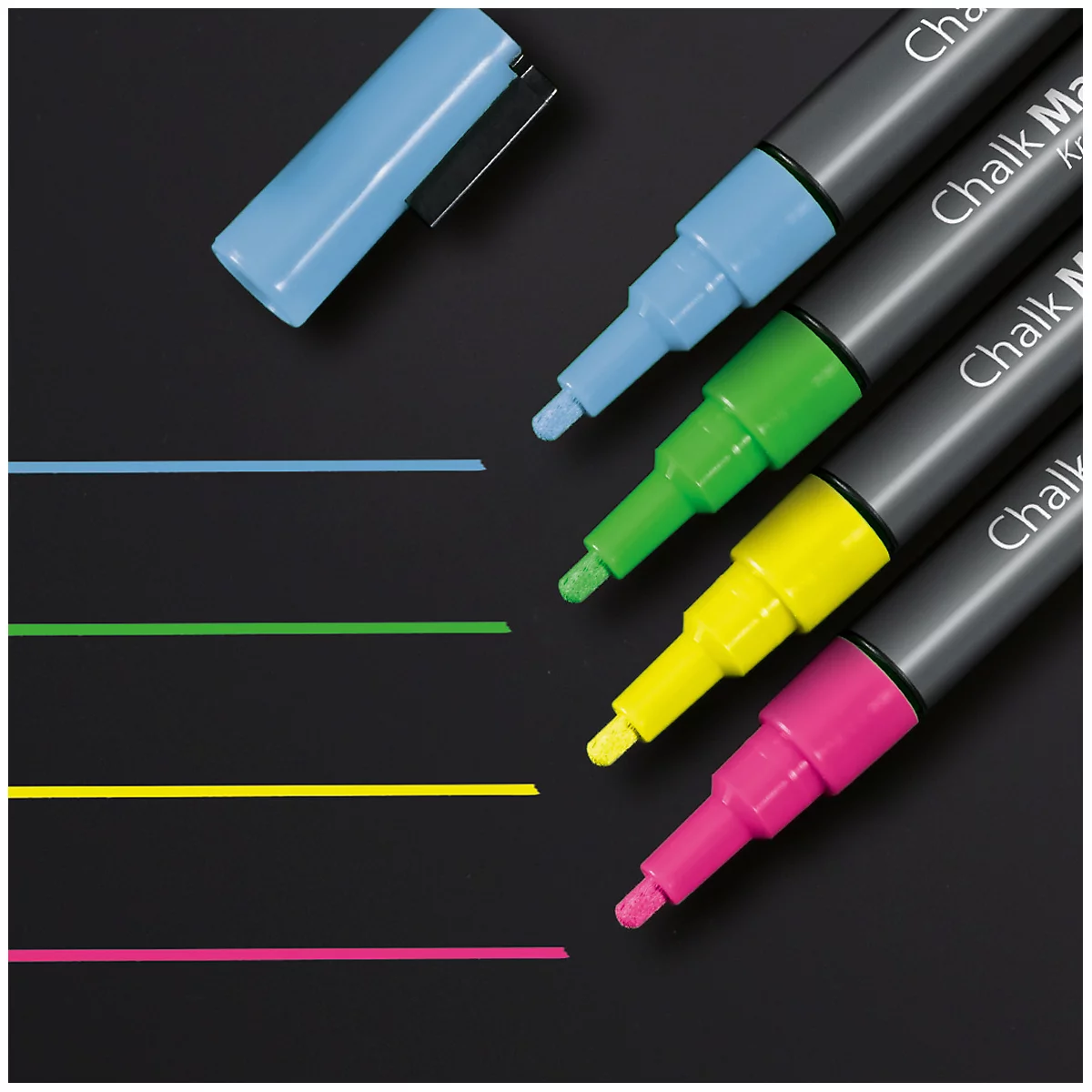 sigel Hochwertige Kreidemarker, 1 - 2 mm, farbig sortiert, 4 Stück