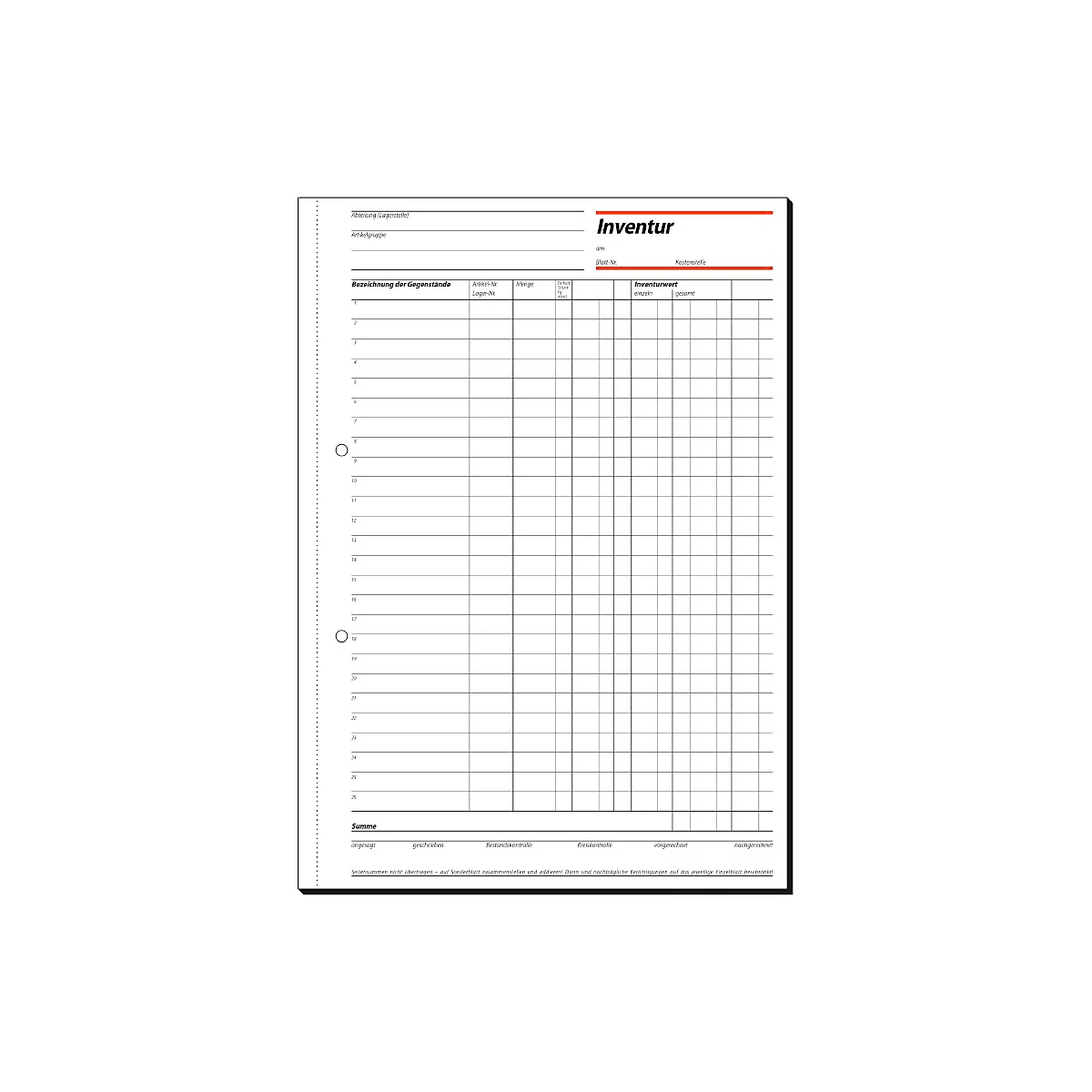 sigel® Inventurbuch IN415, DIN A4 hoch, 50 Blatt