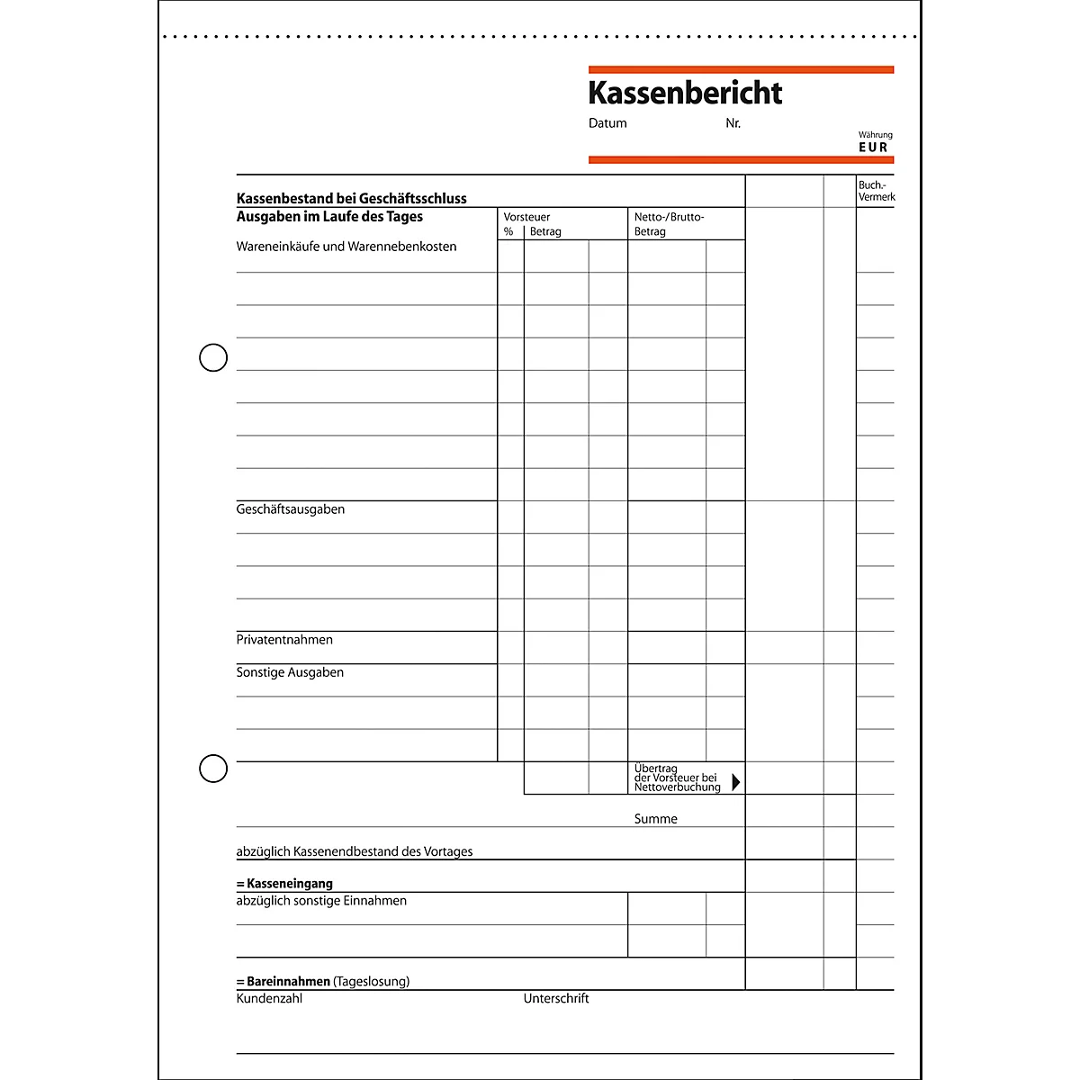 sigel® Kassenbericht KA515, DIN A5 hoch, 50 Blatt